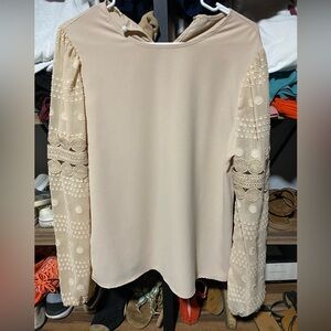 SHEIN Beige Blouse with Lace Detail